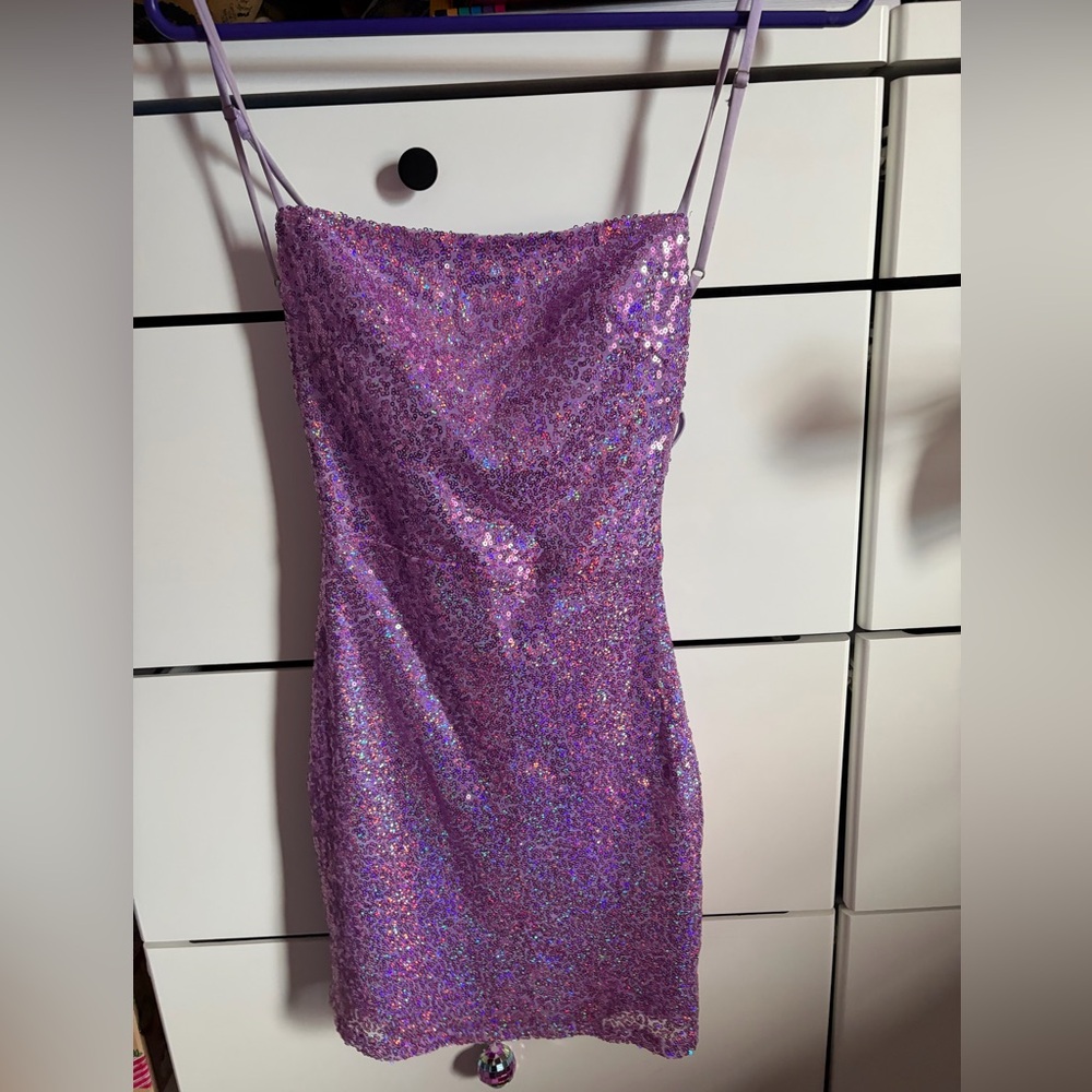 Lucy in the Sky Starstruck strappy dress in Lavender Sequins